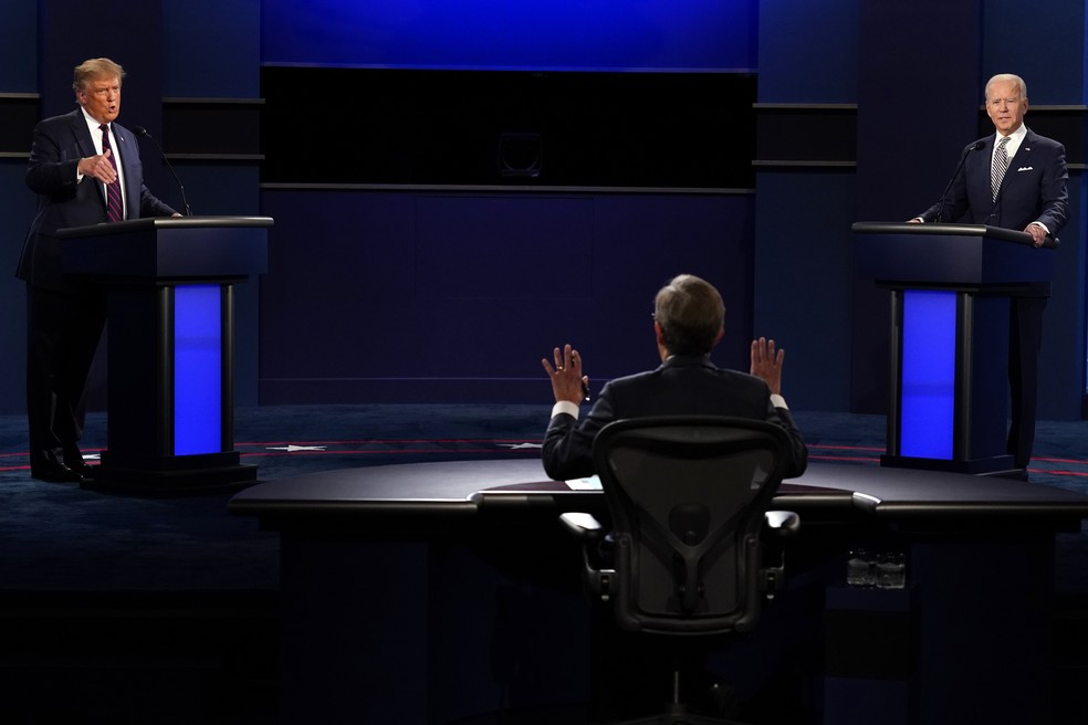 Trump e Biden em debate — Foto: Patrick Semansky/AP