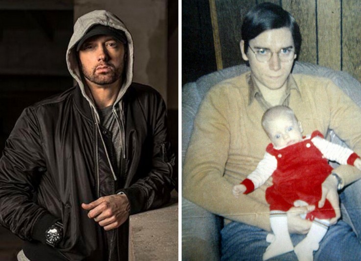 O rapper Eminem no colo do pai em uma foto de infância (Foto: Instagram/Reprodução)