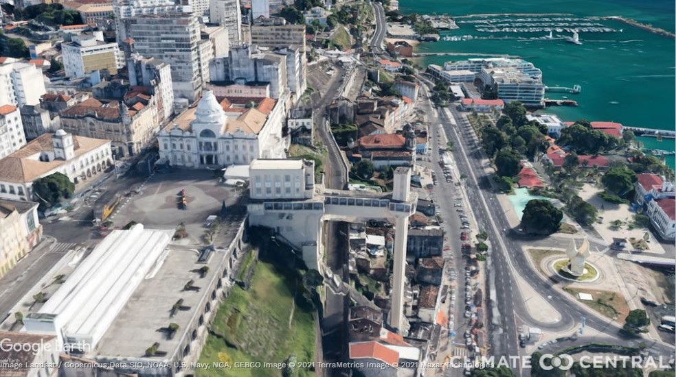 Visão de Salvador no panorama atual — Foto: Climate Central/Divulgação