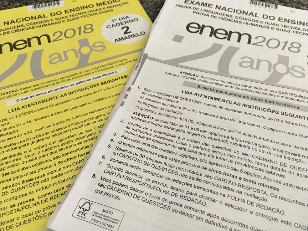 Cadernos de prova do Enem 2018: a partir de 2026, eles podem deixar de ser impressos â€” Foto: Ana Carolina Moreno/G1