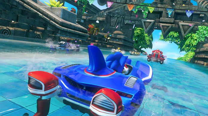 A cada nova volta de Sonic & Sega All-Stars Racing Transformed tudo pode acontecer, seja na terra, água ou ar (Foto: Reprodução/PlayStation)