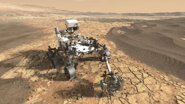 O veículo explorador da missão Marte 2020 terá 23 câmeras, será equipado com uma broca e será capaz de selecionar e guardar amostras do solo (Foto: NASA via BBC News Brasil)