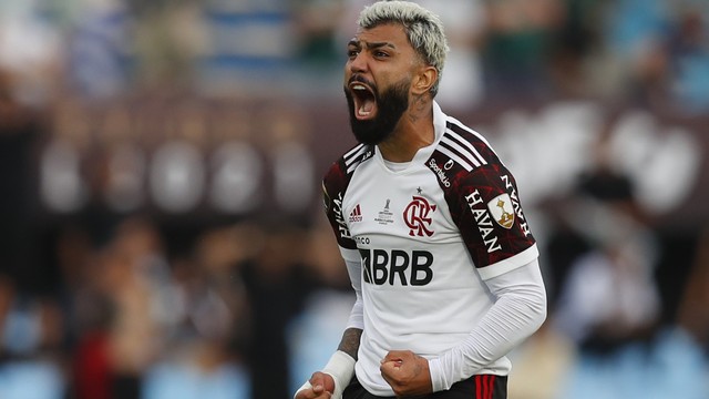 Gabigol comemora gol do Flamengo contra Palmeiras