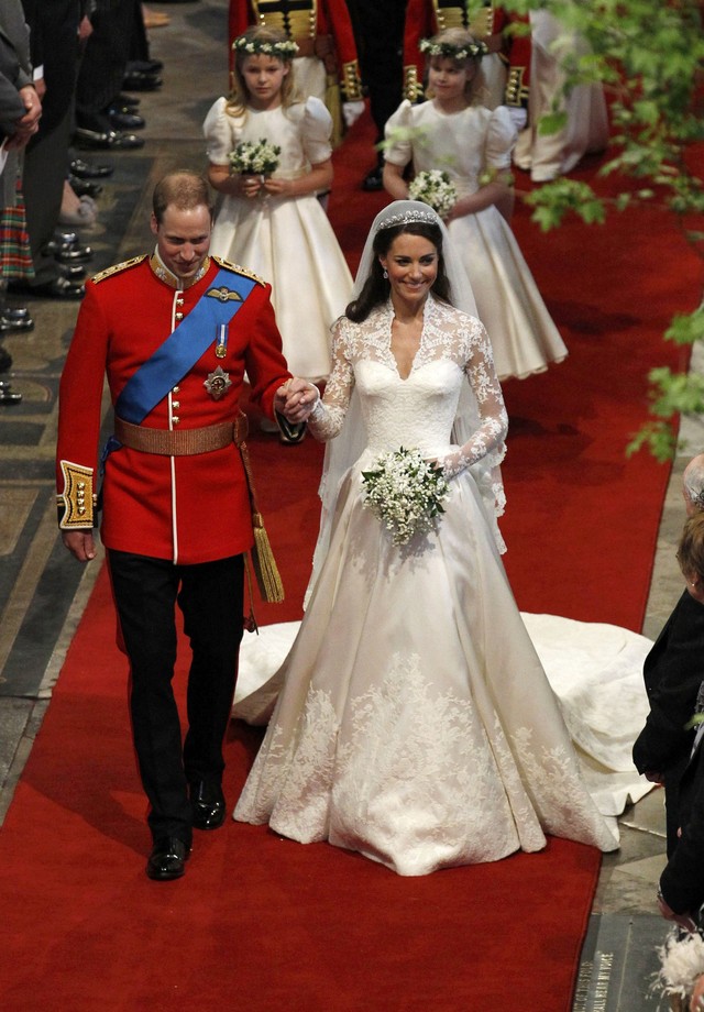 Kate Middleton em seu casamento com o Príncipe William, de Alexander McQueen (Foto: Getty Images)
