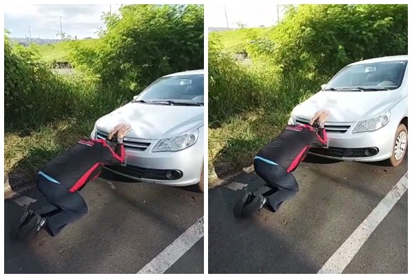 Vendedor se ajoelha em rua para agradecer encontro de carro furtado: 'Vitória muito grande'