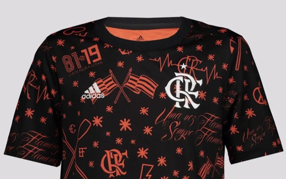 Nova camisa de aquecimento do Flamengo — Foto: Reprodução