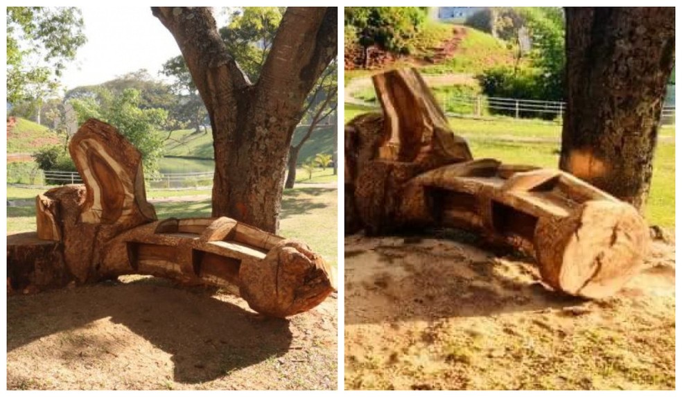 Banco é cortado após repercussão nas redes sociais  — Foto: Arquivo Pessoal