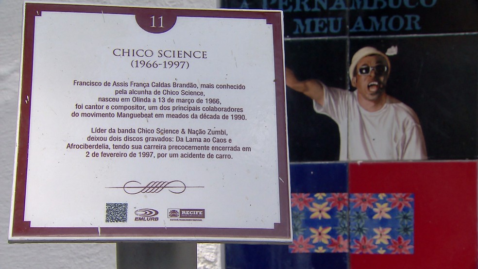 Cantor e compositor Chico Science é uma das personalidades enterradas no Cemitério de Santo Amaro — Foto: Reprodução/TV Globo