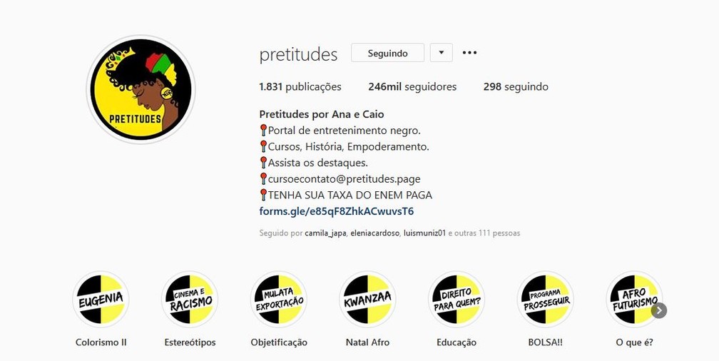 Página "Pretitudes" lançou campanha para ajudar jovens de baixa renda a pagar inscrição no Enem — Foto: Reprodução