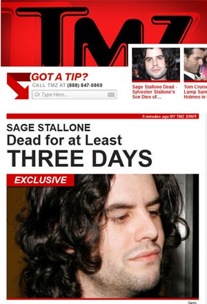 Sage Stallone, em foto divulgada pelo site TMZ (Foto: Reprodução)