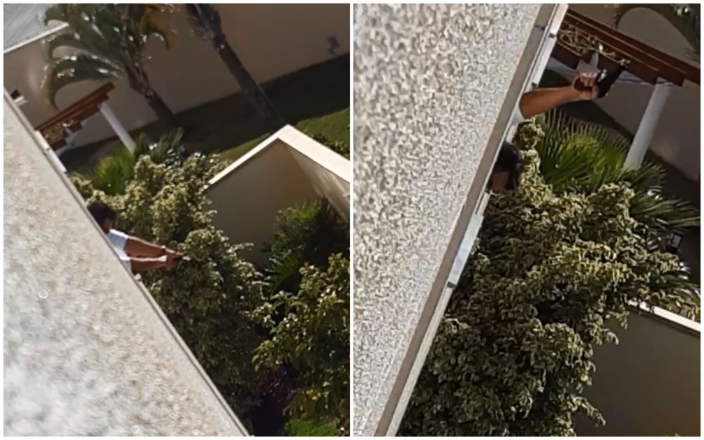 Homem com arma faz disparos da janela de pr&eacute;dio em Itatiba &mdash; Foto: Arquivo Pessoal