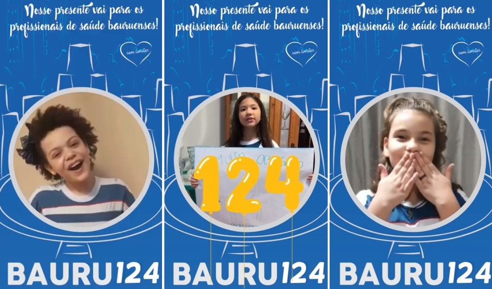 Alunos de escola infantil fazem homenagem a profissionais de sa&uacute;de no anivers&aacute;rio de Bauru &mdash; Foto: Arquivo pessoal