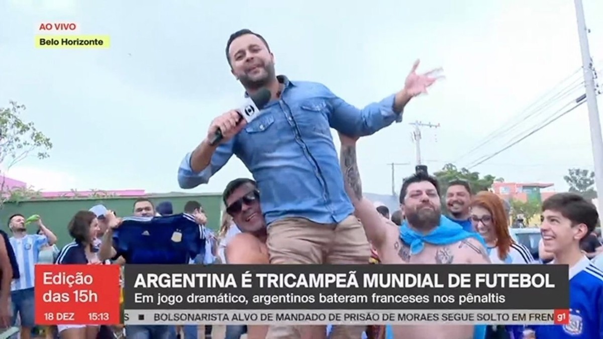 Não Basta A Taça Argentinos Carregam Repórter Da Globo Ao Vivo Durante Comemoração Em Mg 8814