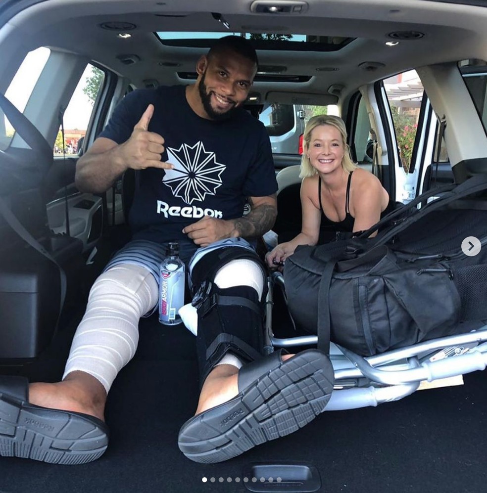 Marreta ia para o tratamento no porta-malas da SUV da fisioterapeuta Heather Linden — Foto: Arquivo pessoal