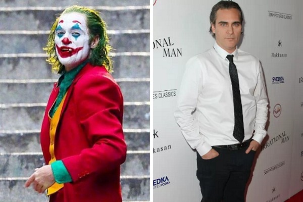 À esquerda, Joaquin Phoenix no papel de 'Coringa'; à direita, o ator em 2015 (Foto: Instagram / Getty Images)