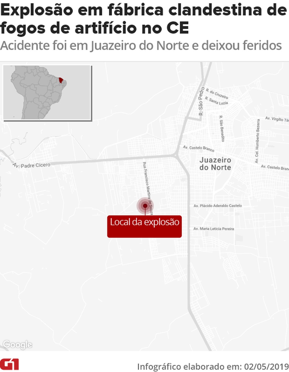 arte explosao - Explosão destrói fábrica clandestina de fogos de artifício, atinge casas e deixa feridos em Juazeiro do Norte, no Ceará