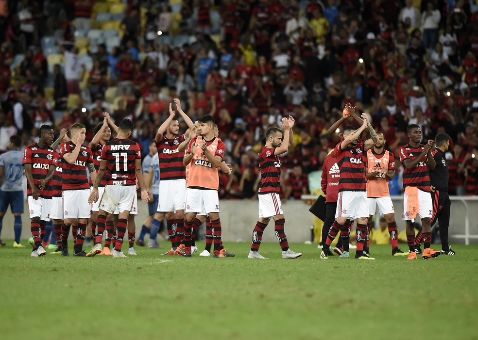 Rubro-negros aplaudem o torcedor ap&oacute;s vit&oacute;ria sobre o Cruzeiro (Foto: Andr&eacute; Dur&atilde;o/GloboEsporte.com)