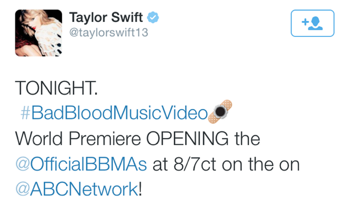 Taylor Swift teve seu próprio emoji para o lançamento de video-clipe (Foto: Reprodução/Twitter)