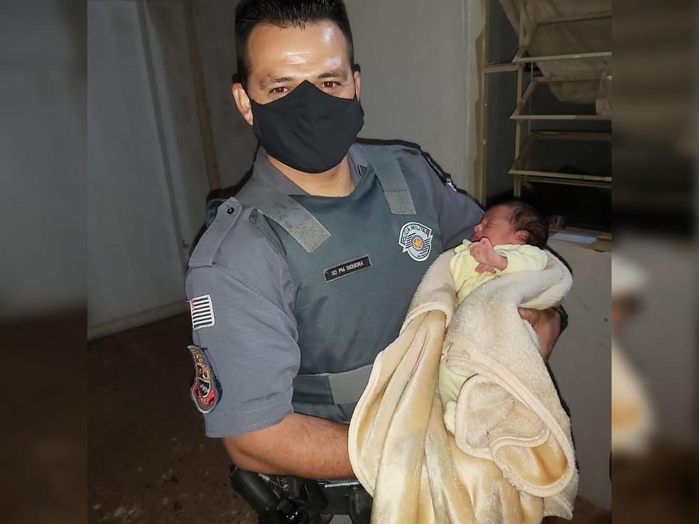 Policial militar que ajudou criança engasgada em Nova Independência  — Foto: Divulgação/Polícia Militar de Nova Independência 