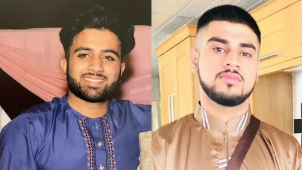 Mohammed Hashim Ijazuddin (à esquerda) e Saqib Hussain morreram no local do acidente — Foto: Leicestershire Police/Via BBC