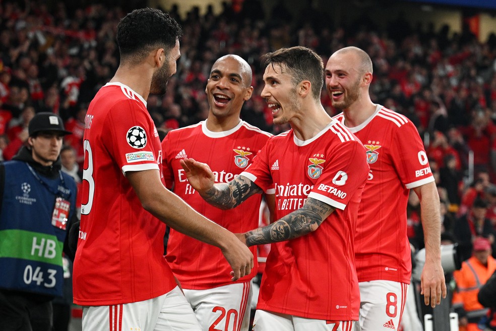 Benfica vence de novo o Brugge e avança às quartas de final da Champions League — Foto: Getty Images