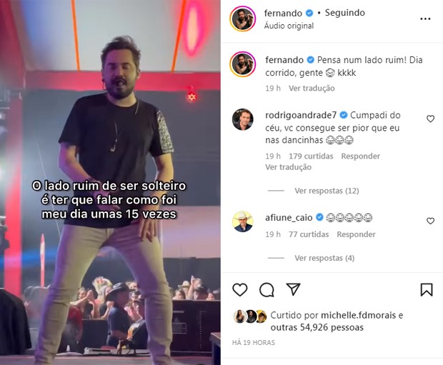 Fernando diz que está solteiro novamente após novo término com Maiara (Foto: Reprodução/Instagram)