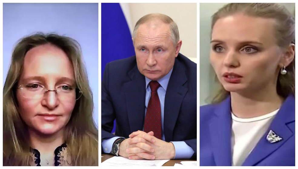 Katerina, Putin e Maria em montagem de fotos — Foto: Reuters, RIA