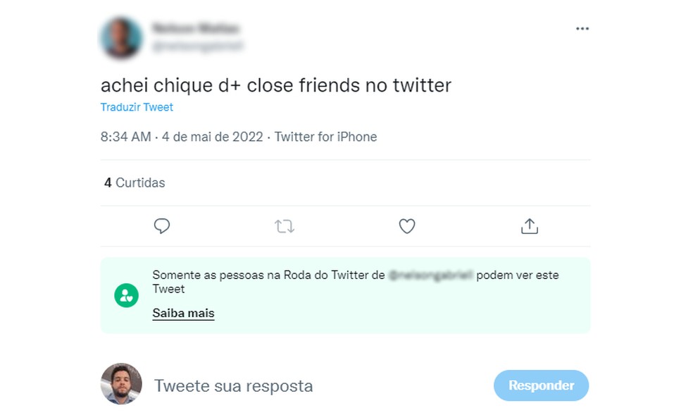Tuítes feitos dentro da Roda do Twitter não podem ser compartilhados ou retuitados — Foto: Reprodução/Rodrigo Fernandes