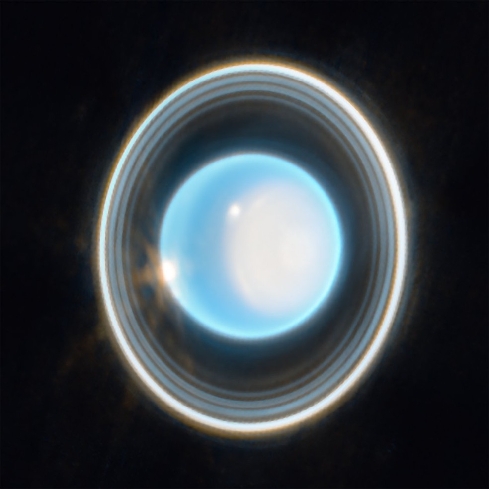 Urano, em imagem feita pelo supertelescópio James Webb. — Foto: NASA