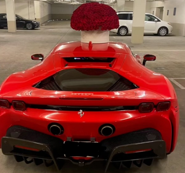 Holly Sonders mostrando o carro que ganhou de presente de Oscar De La Hoya (Foto: Instagram)
