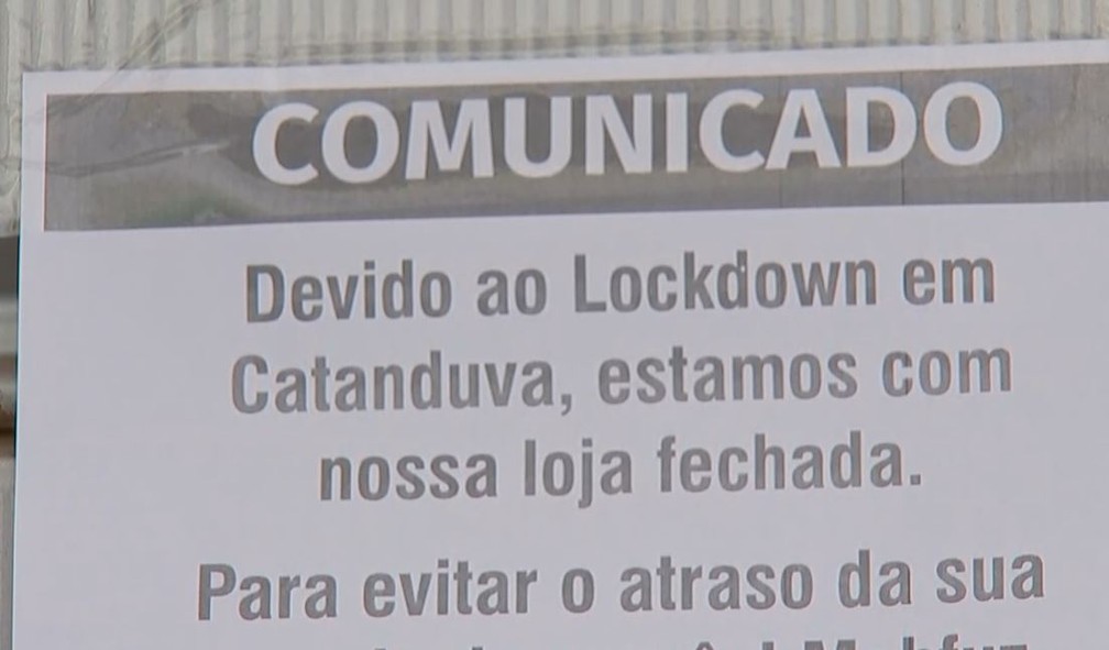 Lojas ficaram fechadas após adoção de medidas mais restritivas em Catanduva (SP) — Foto: Reprodução/TV TEM