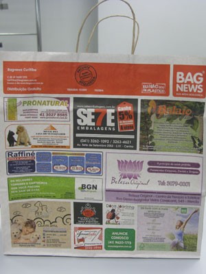 BagNews também vende em espaço em sacos e sacolas (Foto: G1)