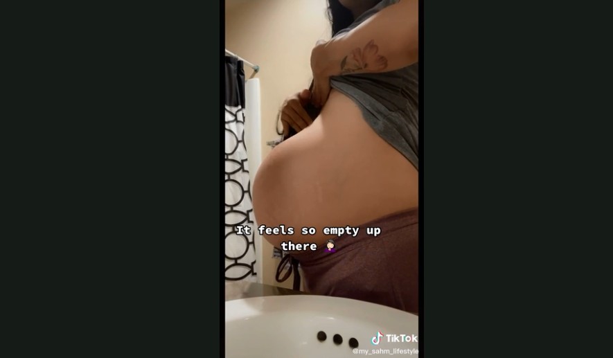 Vídeo mostra barriga 'baixa' de mulher grávida (Foto: Reprodução/Kidspot/TikTok)