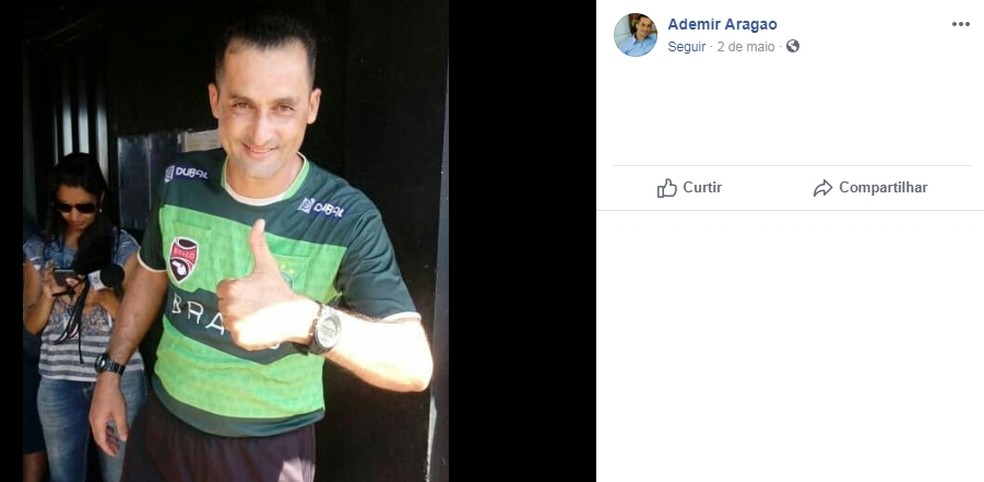 Ademir tamb&eacute;m atuava como &aacute;rbitro de futebol na regi&atilde;o de Limeira &mdash; Foto: Reprodu&ccedil;&atilde;o/Facebook