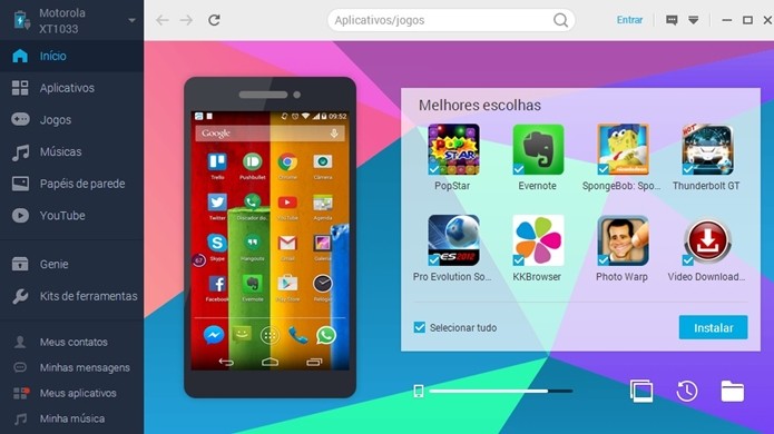 Celular Android conectado ao PC via Mobogenie (Foto: Reprodu??o/ Raquel Freire)