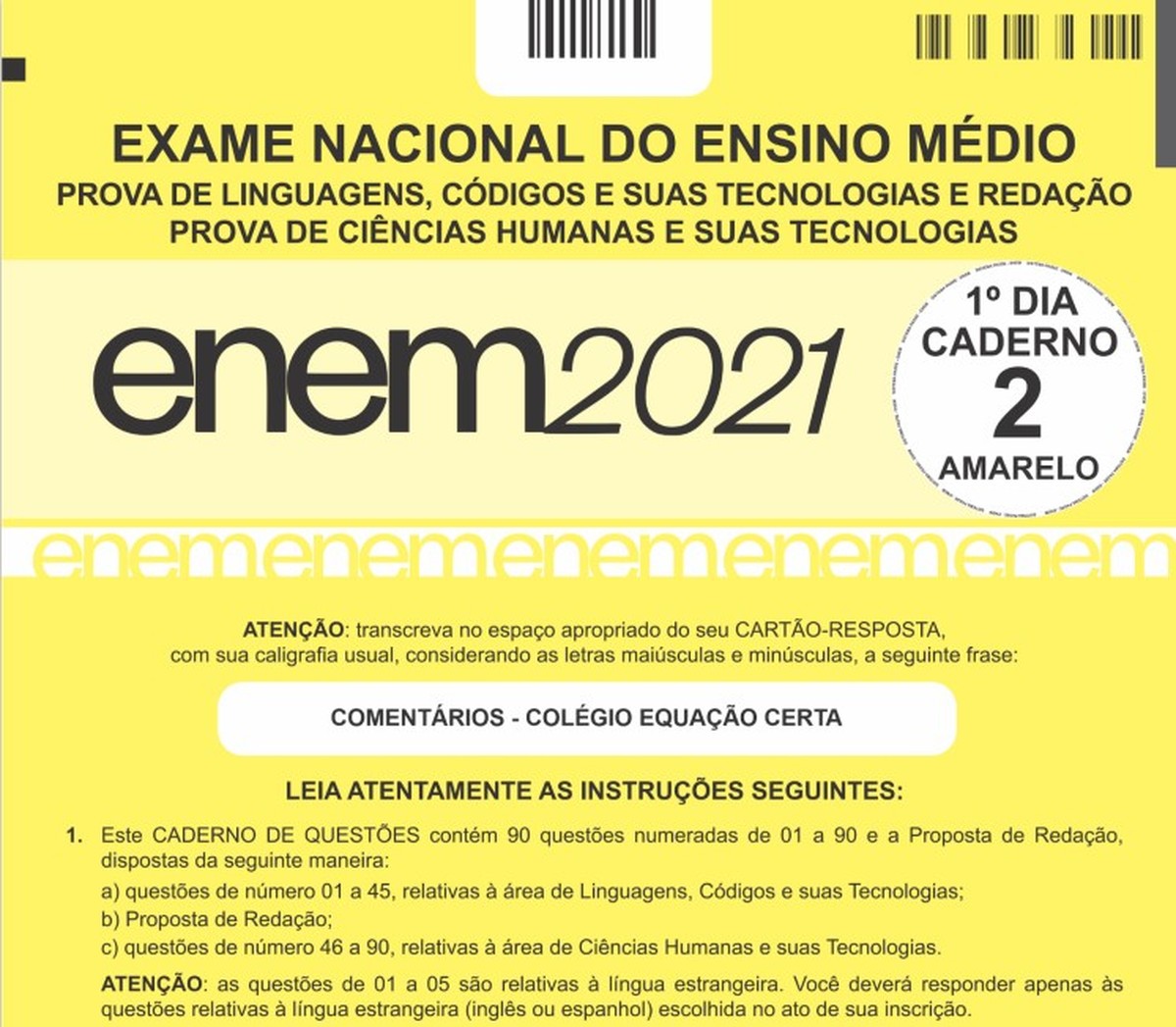 Confira provas completas do Enem 2021 respondidas e comentadas por ...