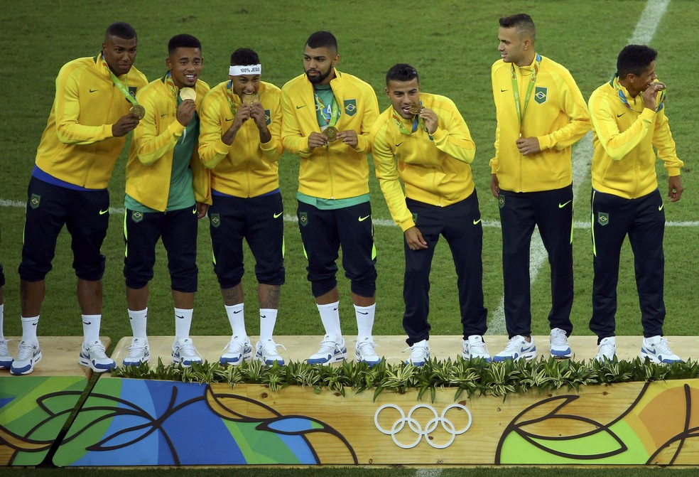 Brasil é o atual campeão da Olimpíada no futebol masculino — Foto: Reuters