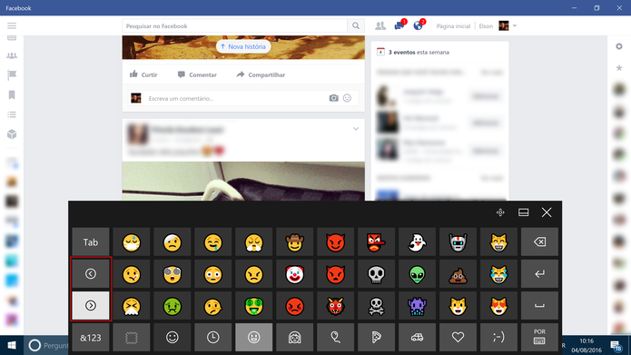 Windows 10 traz botão de navegação no teclado de emojis (Foto: Reprodução/Elson de Souza)