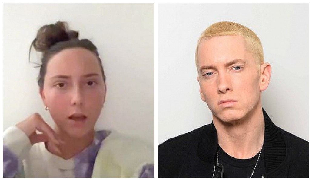 A jovem modelo e influencer Hailie Jade Scott foi comparada ao pai, o rapper Eminem, em vídeo sem maquiagem (Foto: Instagram/Getty Images)