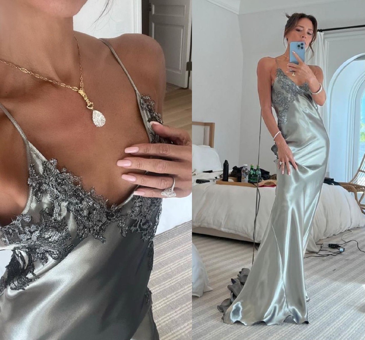 Victoria Beckham posa com vestido de sua própria grife usado no casamento do filho Brooklyn  (Foto: Reprodução Instagram)