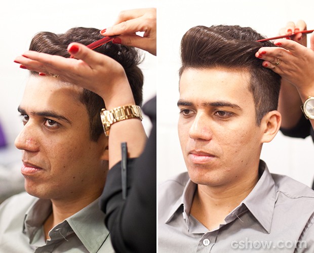luan preparando cabelo 2 (Foto: Dafne Bastos/ TV Globo)