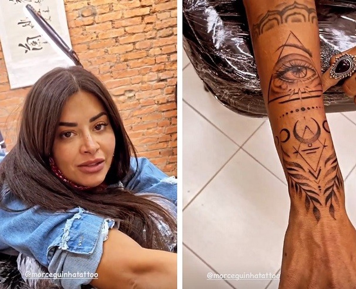 Aline Riscado mostra novas tatuagens "É a vida, o vício da tattoo