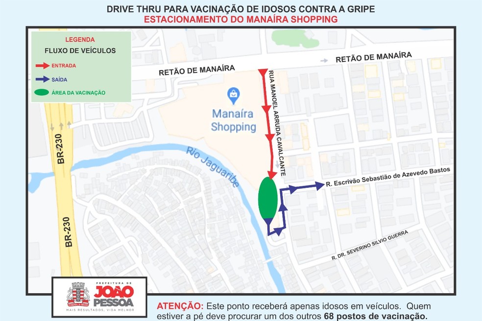 Vacina drive thru no Manaíra Shopping, em João Pessoa — Foto: Secom-JP/Divulgação