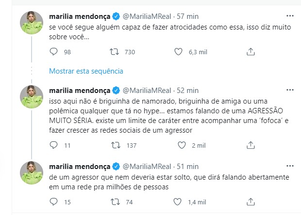 Marília Mendonça se posiciona no Twitter (Foto: Reprodução Twitter)