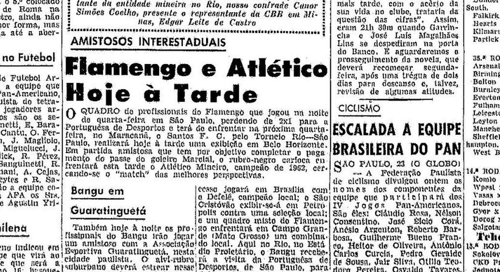 Amistoso entre Flamengo e Atlético para compra do goleiro Marcial — Foto: Acervo/O Globo 