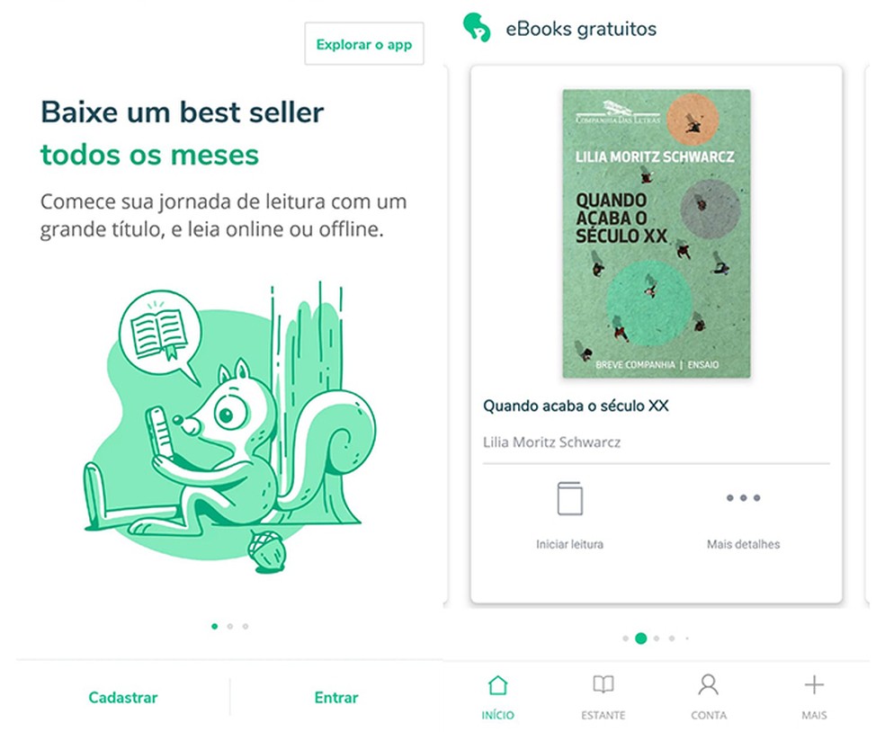 O app Skeelo - Livros digitais disponibiliza obras gratuitas todo mês — Foto: Reprodução/Marcela Franco