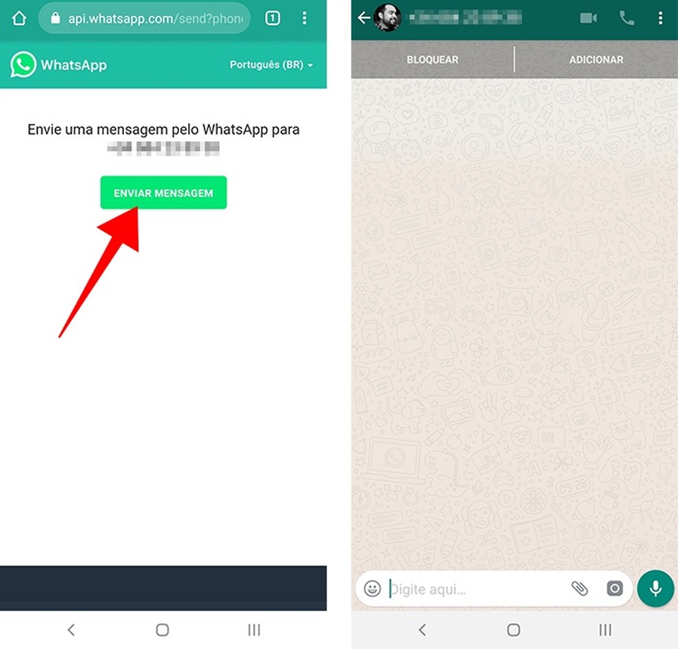 Link do WhatsApp permite iniciar conversas sem adicionar número na agenda — Foto: Reprodução/Paulo Alves