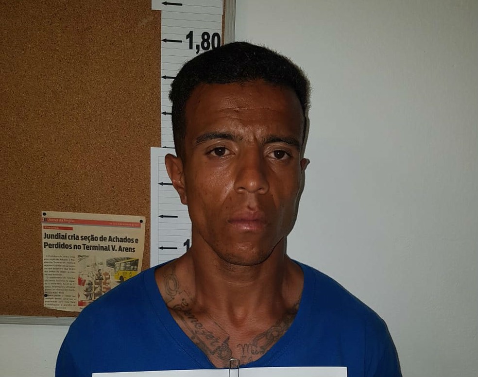 Homem foi preso ao tentar atacar mulher em Jundiaí — Foto: Polícia Civil/Divulgação