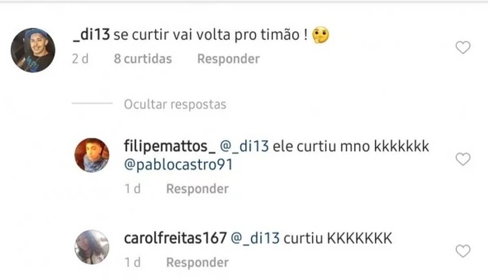 Zagueiro Pablo curtiu post e agitou a torcida do Corinthians  Foto: Reproduo / Instagram