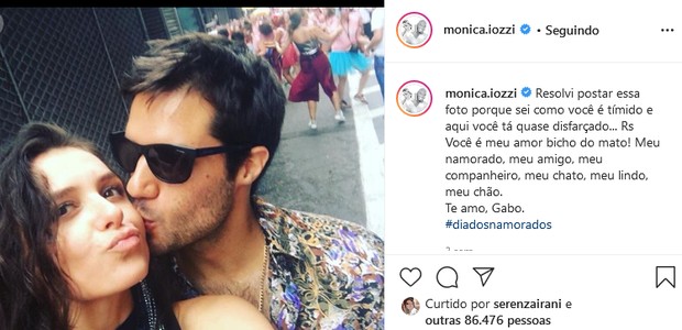 Monica Iozzi fez post no Dia dos Namorados com Gabriel Moura  (Foto: Reprodução/Instagram)